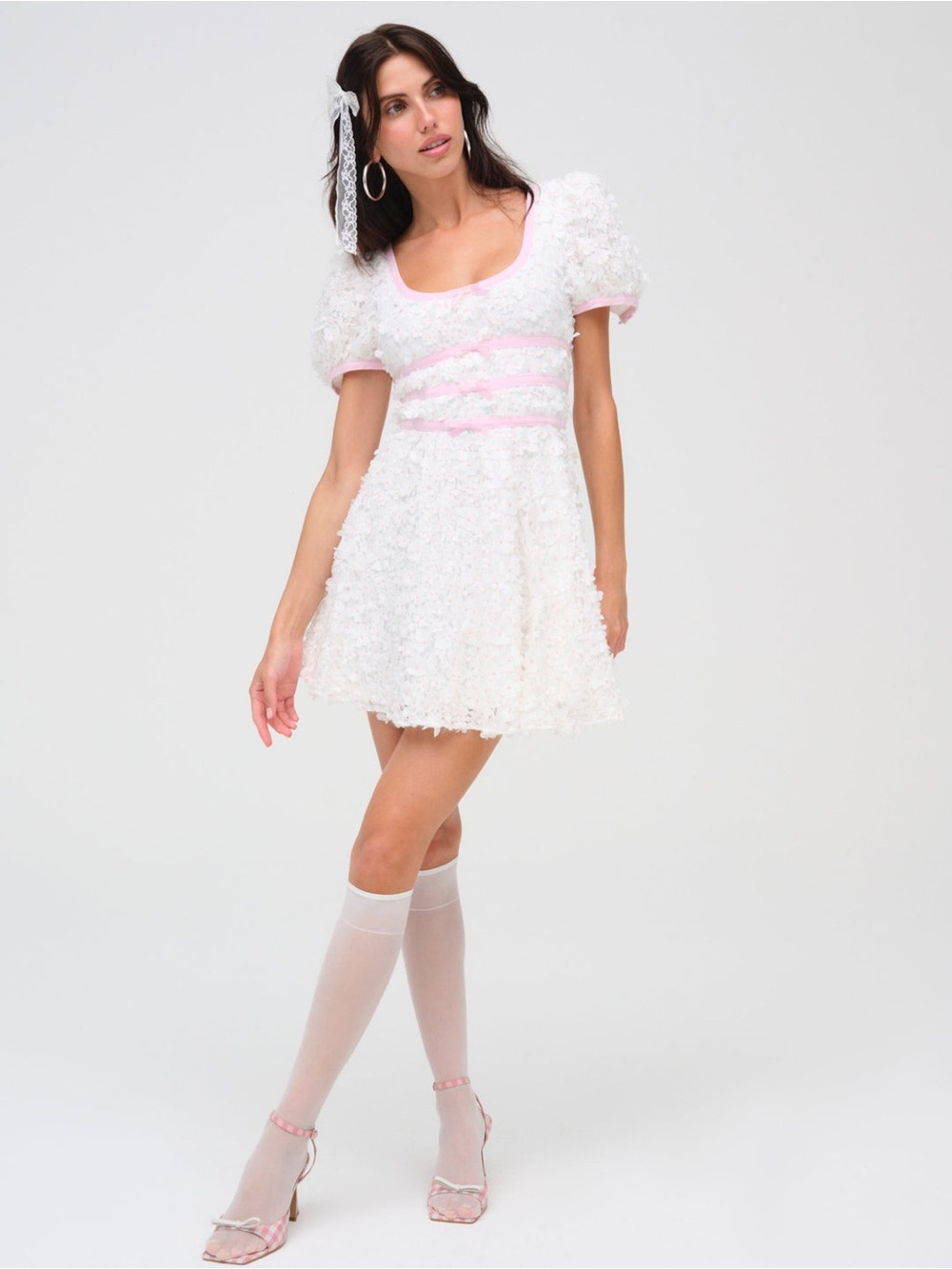 For Love and Lemons Stacked Blossom Lace Mini Dress - Picture 3 of 14